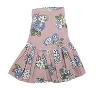 Flower Print Pet Dress | Cotton & Linen Summer Skirt for Dogs/Cats/Rabbits | Easy Hook & Loop Design | Small Pet Apparel for Parties/Holidays (XS)