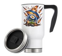 Flower Protected by Umbrella Dome - Taza de café térmica aislada al vacío, 480 ml, color blanco