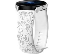 Flower Pulsera de Repuesto para Garmin Venu, 18mm 20mm 22mm Deporte Brazalete Silicona Correa para Amazfit Helio Active Bip para Samsung Watch (White, 22mm)