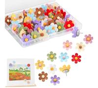 Flower Push Pins, 50 Pieces Resin Flower Aesthetic Office Decor Bulletin Board Pins For Cork Board Calendar Planning Wall Use Home Office Classroom Study Organization Notice Boards Cute Design Set