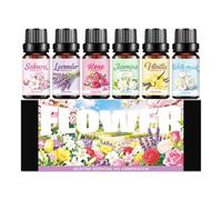 Flower Scent Diffuser Oil Set, Long-Lasting Uplifting Calming Aromas, 10mlx6 Oil Blend for Home, Bedroom, Office Fragrance Relaxations Use