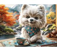 Flower Sea Cute Caniche Rompecabezas 1000 Piezas Cartón para Parejas Colorful Fantasy Vida Silvestre Actividad Hacer En Grupo Ejercicio Mental para Reyes Magos Detalle Cumpleaños 1000 PCS/75x50cm