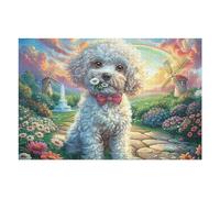 Flower Sea Cute Perro Rompecabezas 1000 Piezas Cartón para Niños Mayores 14 Años Noches De Cita Antiestrés Pack Completo Detalle Único Original 1000 PCS/75x50cm