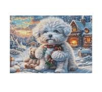 Flower Sea Cute Teddy Perro Puzzle 300 Piezas Desafío Intelectual Avanzado Rompecabezas para Adultos Obra De Arte Colorido DIY Creativo Decoración Hogar 300 PCS