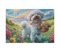 Flower Sea Cute Teddy Perro Puzzle 300 Piezas Maquetas Construir 3D Detalladas Animal Pet Doll Rompecabezas Educativo para Familia Aliviar Estrés Estera Portátil Moderno 300 PCS