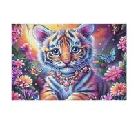 Flower Sea Tigre Blanco Rompecabezas 1000 Piezas Cartón para Niños Mayores 14 Años Entretenimiento Casa Terapia Relajación Ocio Doméstico Detalle Único Original 1000 PCS/75x50cm