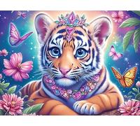 Flower Sea Tigre Blanco Rompecabezas 1000 Piezas Cartón para Toda La Familia Bestias encantadas Luminosas Entretenimiento Casero Calmar La Mente Calidad Profesional Detalle De Regalo 1000 PCS/75x50cm