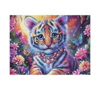 Flower Sea Tigre Blanco Rompecabezas 500 Piezas Cartón para Niños Mayores 14 Años Entretenimiento Casa Terapia Relajación Ocio Doméstico Detalle Único Original 500 PCS/52×38cm