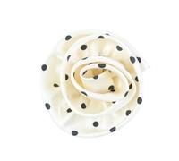 Flower Shaped Brooch 10CM Vintage Polka Dot Rose Brooch Pin Handcrafted Flower Everything Outfit Accessory(Beige)