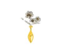 Flower Shaped Brooch Autumn Light Gold Vase 3D Alloy Flower Brooch Vintage Art Jewelry Clothing Accessories