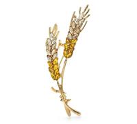 Flower Shaped Brooch Beautiful Wheat Designs Brooches Pins Crystal Charming Flowers Plants Casual Party Brooch(Color 4)