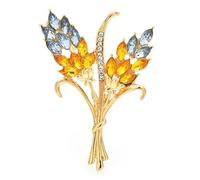 Flower Shaped Brooch Beautiful Wheat Designs Brooches Pins Crystal Charming Flowers Plants Casual Party Brooch(Color 9)