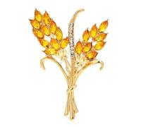 Flower Shaped Brooch Beautiful Wheat Designs Brooches Pins Crystal Charming Flowers Plants Casual Party Brooch(Color 7)