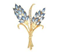 Flower Shaped Brooch Beautiful Wheat Designs Brooches Pins Crystal Charming Flowers Plants Casual Party Brooch(Color 10)