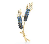 Flower Shaped Brooch Beautiful Wheat Designs Brooches Pins Crystal Charming Flowers Plants Casual Party Brooch(Color 1)