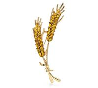 Flower Shaped Brooch Beautiful Wheat Designs Brooches Pins Crystal Charming Flowers Plants Casual Party Brooch(Color 3)
