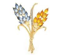 Flower Shaped Brooch Beautiful Wheat Designs Brooches Pins Crystal Charming Flowers Plants Casual Party Brooch(Color 8)
