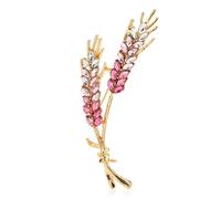 Flower Shaped Brooch Beautiful Wheat Designs Brooches Pins Crystal Charming Flowers Plants Casual Party Brooch(Color 2)