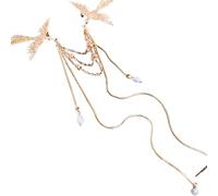 Flower Shaped Brooch Brooch Pins Delicate Long Fringe Brooches For Women Men Suit Bird Corsage Imitation Pearl Tassel Pin Accessory(Color 1)
