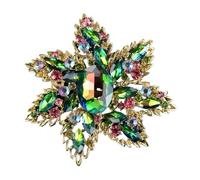 Flower Shaped Brooch Brooch Trend Style Alloy Metal Pearl Rhinestone Flower Drip Oil Women's Corsage(Color 2)