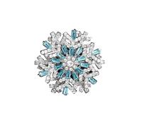 Flower Shaped Brooch Creative Rotating Snowflake Brooch Super Beautiful Three-dimensional Corsage Feminine Blazer Pin Accessory For Women And Men(Blue)
