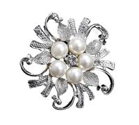 Flower Shaped Brooch Exquisite Imitation Pearl Rhinestone Flower Brooches For Women Elegant Circle Wreath Leaf Lapel Pins