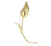 Flower Shaped Brooch Large Charming Tulip Flower Brooches Pins For Women Lady Flowers Bud Office Party Brooch(Gold)