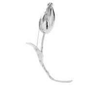 Flower Shaped Brooch Large Charming Tulip Flower Brooches Pins For Women Lady Flowers Bud Office Party Brooch(Silver)