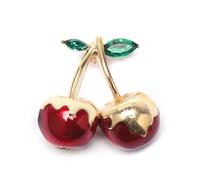 Flower Shaped Brooch Sweet Elegant Cherry Brooch Rhinestone Enamel Fruit Pin Suit Coat Backpack Decoration Jewelry Accessories Party(Color-08)