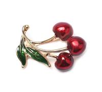 Flower Shaped Brooch Sweet Elegant Cherry Brooch Rhinestone Enamel Fruit Pin Suit Coat Backpack Decoration Jewelry Accessories Party(Color-01)