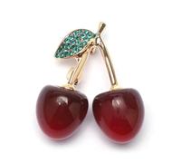 Flower Shaped Brooch Sweet Elegant Cherry Brooch Rhinestone Enamel Fruit Pin Suit Coat Backpack Decoration Jewelry Accessories Party(Color-11)