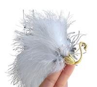 Flower Shaped Brooch White Feather Plush Pearl Crystal Animal Brooch Creative Alloy Bird Badge(Color 3)