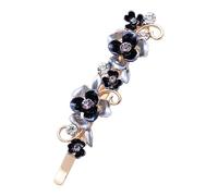 Flower Shaped Hair Barrette, Small Alloy Rhinestone Hair Clip for Girls