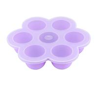 Flower Shaped Ice Cube Tray | 7 - Hole Silicone Form with Lid for Freezer/Cocktails/Party | Dishwasher Safe, Non - Stick, Food Grade (Púrpura)