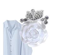 Flower Shaped Rhinestone Cufflink - Flower Button Covers | Stylish Shirt Button Covers For Business, Clothing Accessories For Women And Men Wedding, Dress Shirt, Formal Blouse And Party Supplies