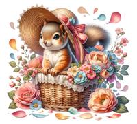 Flower Squirrel 5D DIY - Kit de taladro completo redondo de 40 x 40 cm