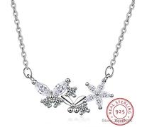 Flower Star Butterfly Cadena Claves de Collar Joyas Finas para Mujeres