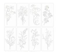 Flower Stencils for Painting - 8 Pieces Drawing Templates, Floral Patterns for Wood Art, Reusable Stencils with Easy Application, Craft Supplies, Painting Guides for Canvas Fabric and Paper Door