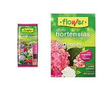 Flower Substrato Plantas Ácidas, 5 l, Color Marrón & Abono Hortensias, 1 kg