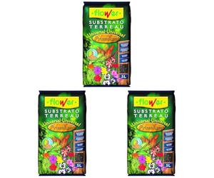 Flower Substrato Universal Premium, 5 l, Color Marrón (Paquete de 3)