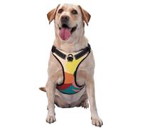 Flower Sunset - Arnés para perro, estilo bohemio, sin tirones, ajustable, reflectante, Oxford, fácil control, arnés para perro mediano y grande