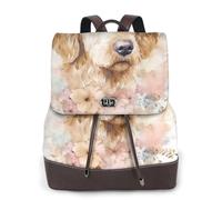 Flower the Golden Retriever Mochila de viaje a la moda para mujer, mochila casual, mochila de cuero estampada para mujer para el trabajo