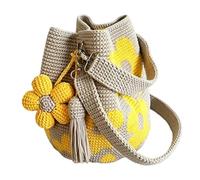 Flower Tote Bag - Handmade Crochet Floral Lightweight Fashion Handbag, Cute Flower Design Tote for Women | Stylish Summer Beach Vacation Shopping Bag for Outdoor Office Home Use | Portable Decorative