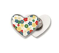 Flower Ukiyo-e Repeat Japan Heart - Broche de metal con diseño de corazón