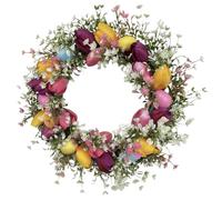 Flower Wreath - Spring Holiday Door Decor | ABS Material with Artificial Floral Design, Easter Egg Accent Wreath For Home Entryway Wall Porch Yard Patio Farmhouse Holiday Party Use