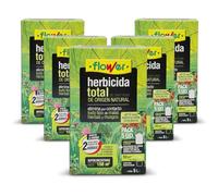 FLOWER x5 Herbicida Total Ecológico de Origen Natural para 750 m² | Elimina Malas Hierbas y Musgo de Acción Rápida | Alternativa Glifosato Súper Concentrado 1250ml para 25L | Resultados en 2H (5 UDS)