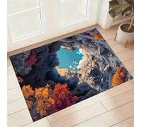 flowereyes Alfombra 3D Ilusión Óptica Caverna de Lava Roja, Alfombras 3D Antideslizante para Corredor