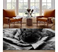 flowereyes Alfombra 3D Ilusión Óptica Grieta del Suelo con Cielo Azul, Alfombras 3D Decorativa para Salón