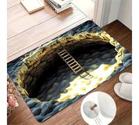 flowereyes Alfombra 3D Ilusión Óptica Grieta del Suelo con Cielo Azul, Alfombras 3D Decorativa para Salón