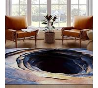 flowereyes Alfombra 3D Ilusión Óptica Grieta del Suelo con Cielo Azul, Alfombras 3D Decorativa para Salón